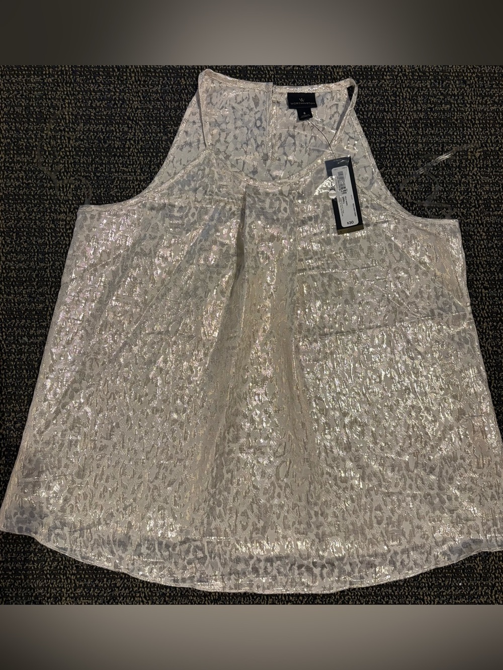 Worthington Ivory Shimmer Animal-Print Tank
